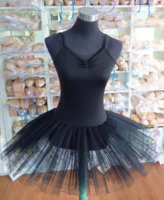Tutu schwarz, gerafft, mit Oberteil - Größe L
