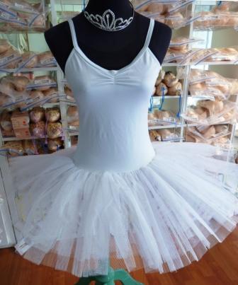 Tutu weiß, gerafft, mit Oberteil - Größe L